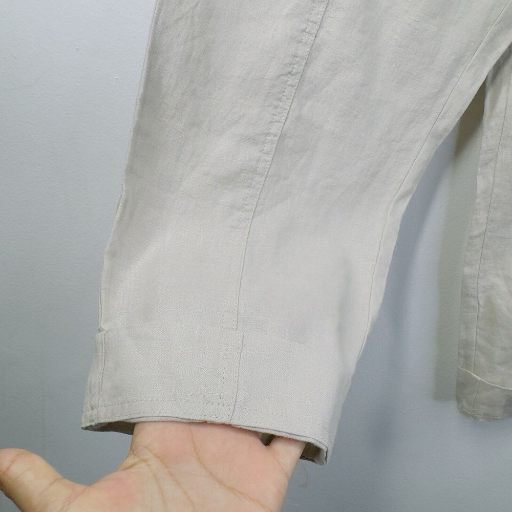 Ellen Tracy 100% Linen Gray Pull On Wide Leg Cropped Capri Pants M NWT - Picture 8 of 8